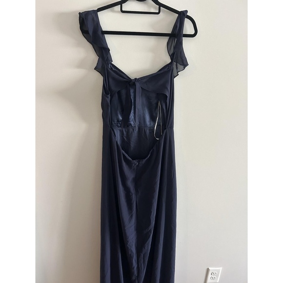 Wedding Guest Lulus Sweetest Entrance Navy Blue Ruffled Tie-Back Maxi Dress XL - Picture 8 of 8